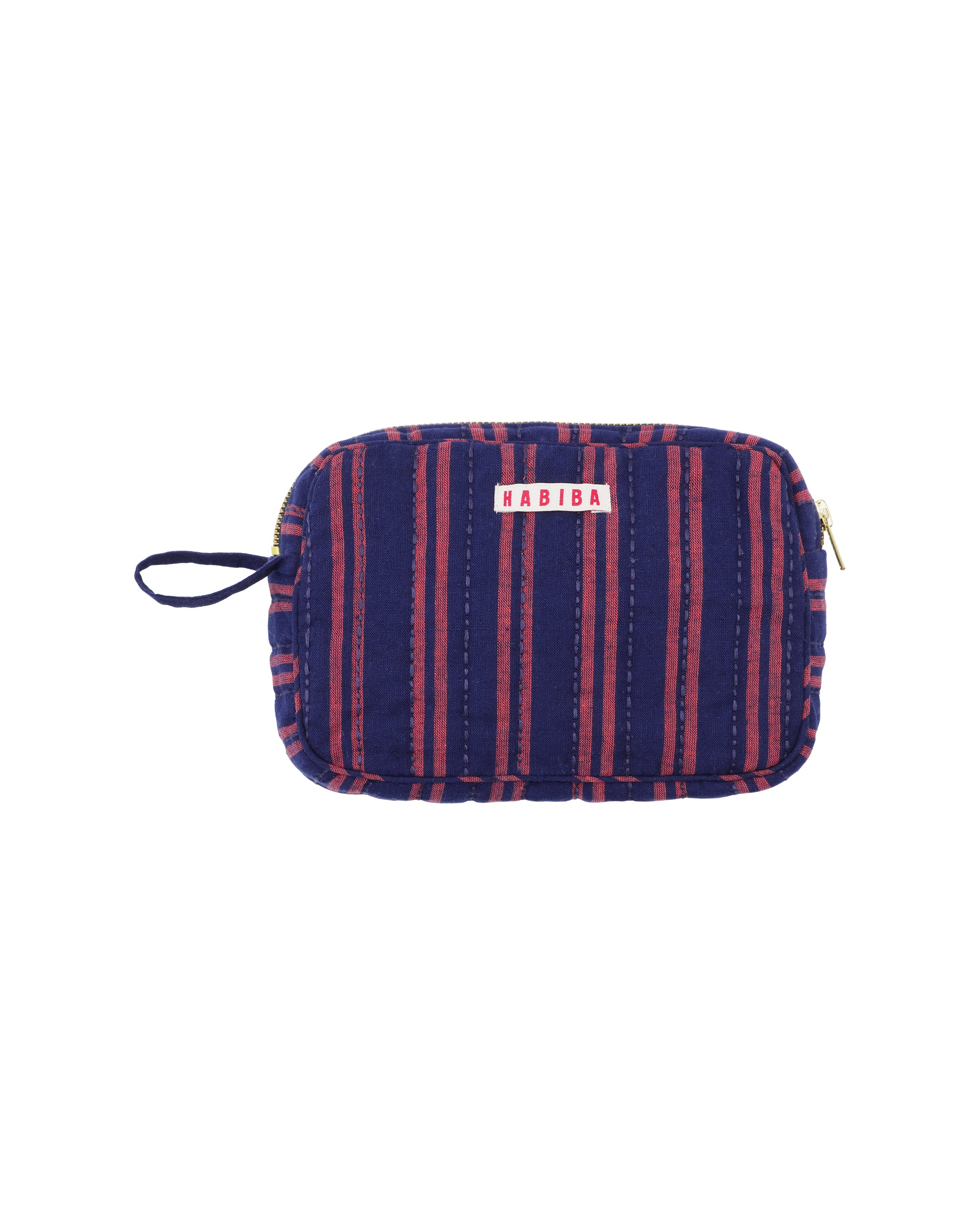 HABIBA BOLSTER STRIPE MAKEUP CLUTCH Makeup clutch INDIGO