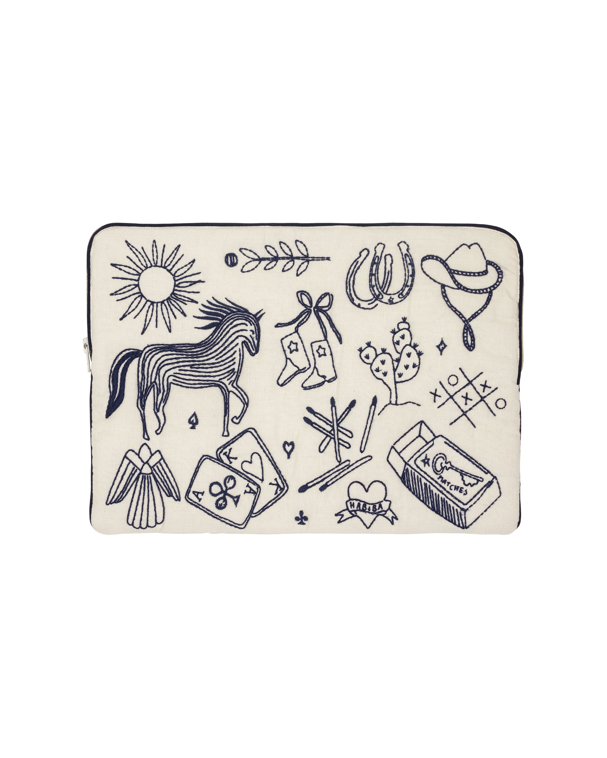 HABIBA POLLY EMBROIDERY COMPUTER SLEEVE Computer Sleeve VANILLA