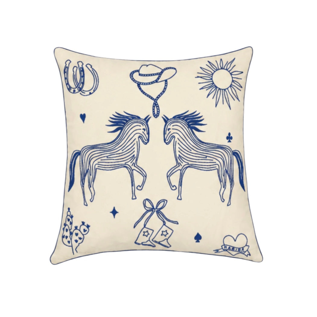 HABIBA POLLY EMBROIDERY CUSHION Cushion JAPAN BLUE