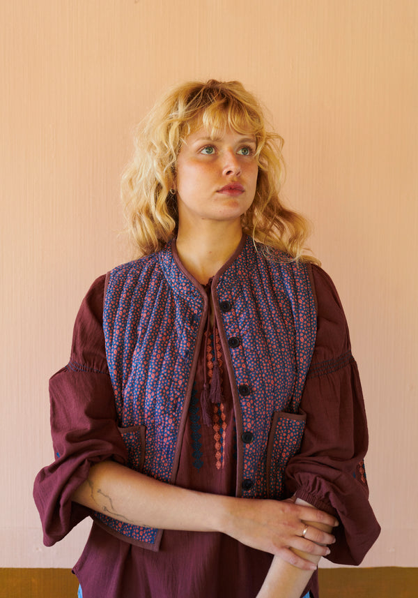 HABIBA ROMANIA BLOUSE W/ BELL SLEEVE Blouse BURGUNDY
