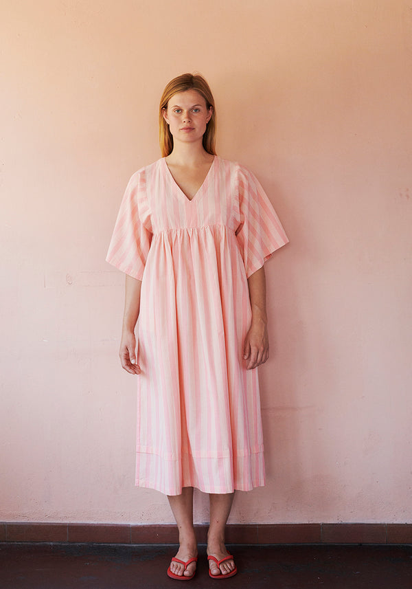HABIBA STOCKHOLM STRIPE DRESS 3/4 SLEEVE Dress FLAMINGO